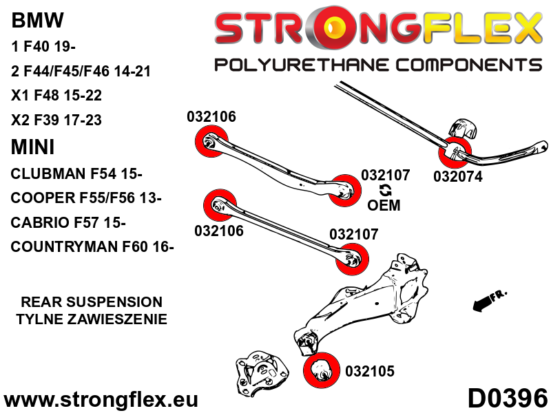 Kit de silentblocks de suspensión trasera BMW F48 F39 F45 F46 F54 F56 (036109B)
