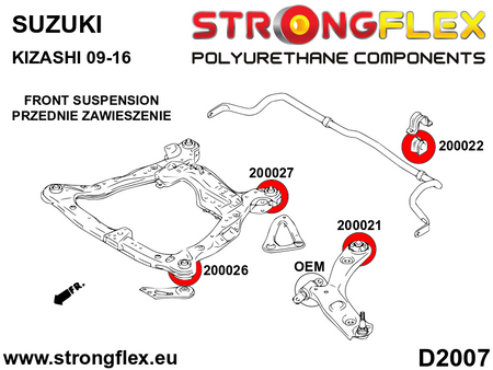 Kit completo de silentblocks de suspensión Suzuki Kizashi FWD (206166B)