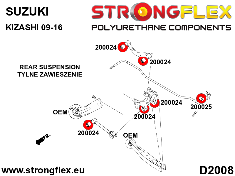 Kit completo de silentblocks de suspensión Suzuki Kizashi FWD (206166B)