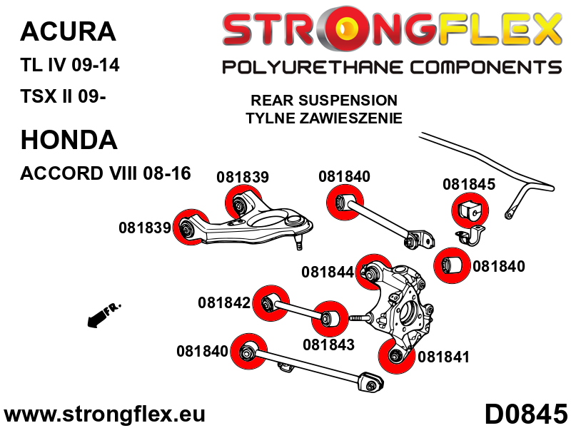 Silentblock de suspensión trasera SPORT Honda Accord UA8 UA9 CU2 TL TSX (081840A)