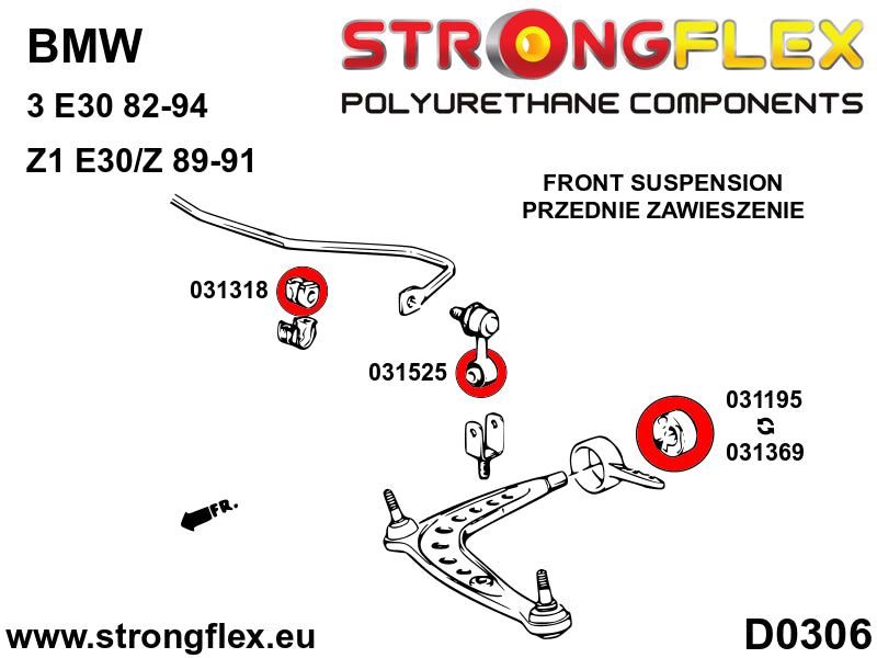 Full suspension polyurethane bush kit SPORT - BMW > Z1  E30/Z