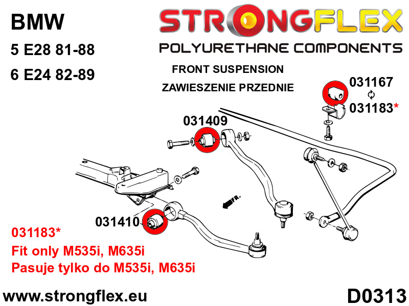 Front suspension bush kit SPORT - BMW > Serie 5 > II  E28|BMW > Serie 6 > I  E24 > E24