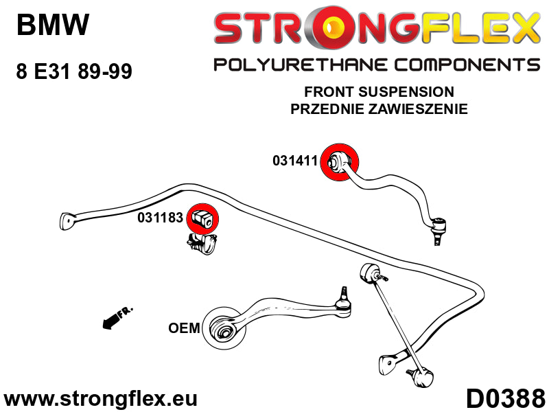 Front anti roll bar bush SPORT - BMW > Serie 3 > III  E36 > E36  Compact|BMW > Serie 3 > III  E36 > E36  M3|BMW > Serie 3 > III  E36 > E36 |BMW > Serie 5 > II  E28|BMW > Serie 5 > III  E34|BMW > Serie 6 > I  E24 > E24 |BMW > Serie 7 > II  E32|BMW > Serie