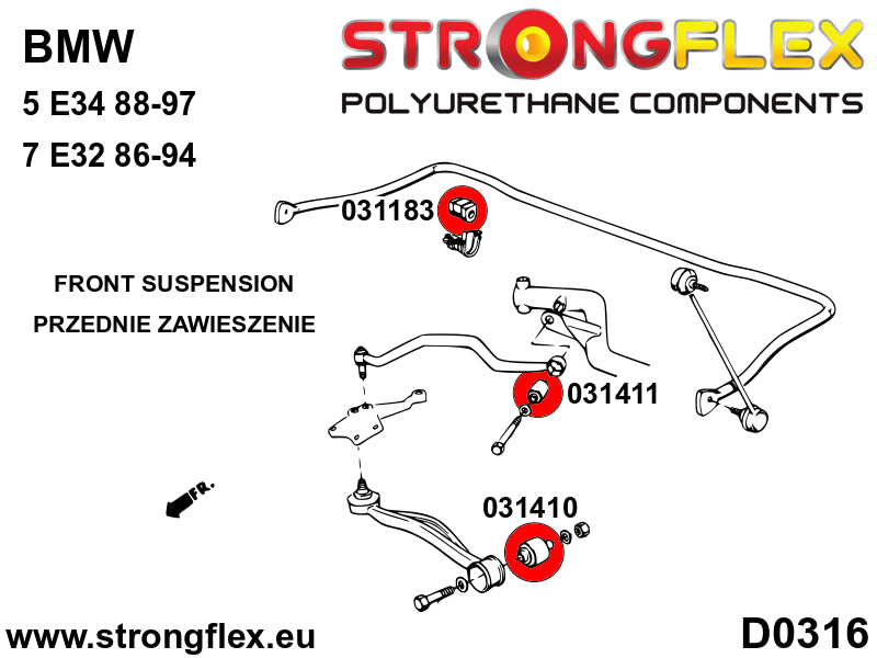 Front lower front bush SPORT - BMW > Serie 5 > II  E28|BMW > Serie 5 > III  E34|BMW > Serie 6 > I  E24 > E24 |BMW > Serie 7 > II  E32|BMW > Serie 7 > III  E38