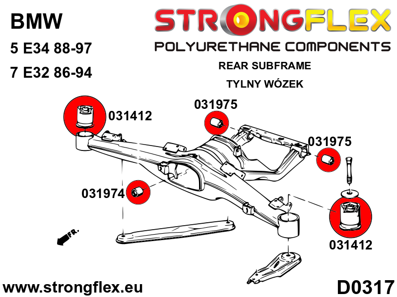 Kit de silentblock de suspensión trasera BMW Serie 5 E34 E32 Serie 7 (036172B)