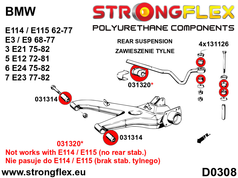 Rear suspension bush kit SPORT - BMW > Seria 7 > I  E23 > E23