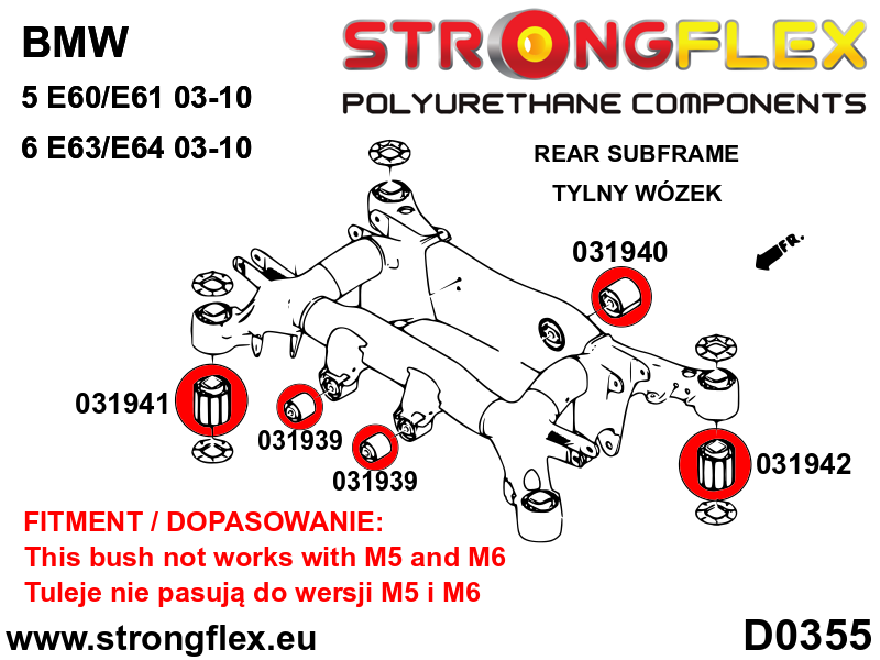 Silentblock delantero del soporte del diferencial trasero BMW E53 E60 E61 (031939B)
