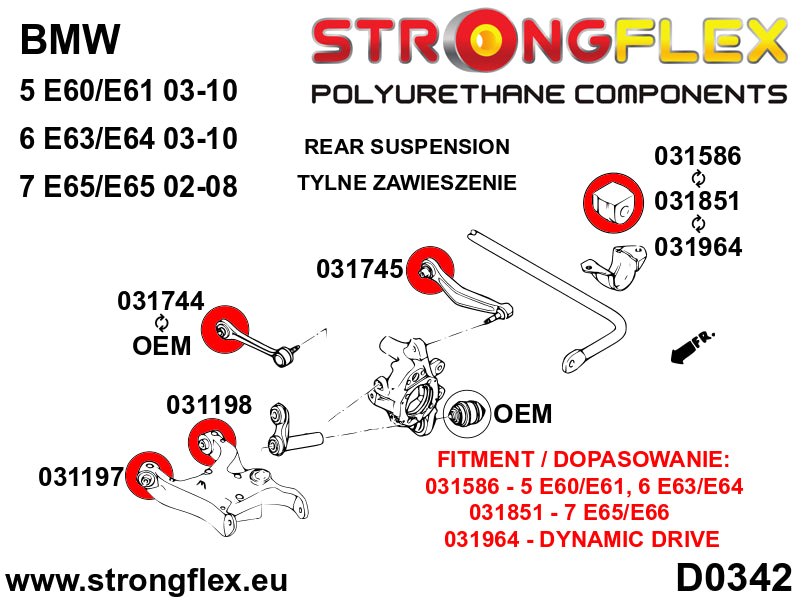 Rear suspension bush kit - BMW > Seria 5 > V  E60 / E61 > E60 Sedan > Sedan  RWD|BMW > Seria 5 > V  E60 / E61 > E60 Sedan > Sedan  xi / xd|BMW > Seria 5 > V  E60 / E61 > E61 Touring > Touring  RWD|BMW > Seria 5 > V  E60 / E61 > E61 Touring > Touring  xi /