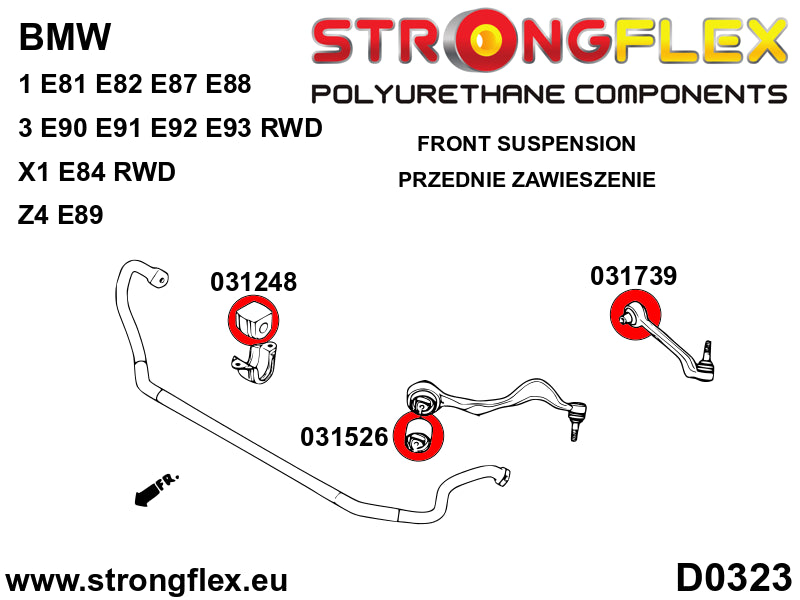 Front suspension bush kit - BMW > Serie 1 > I  E81 / E82 / E87 / E88 > E81 / E82 / E87 / E88 |BMW > Serie 3 > V  E90 / E91 / E92 / E93 > E90 / E91 / E92 / E93  rwd|BMW > Z4 > II  E89|BMW > X1 > I  E84 > E84 RWD