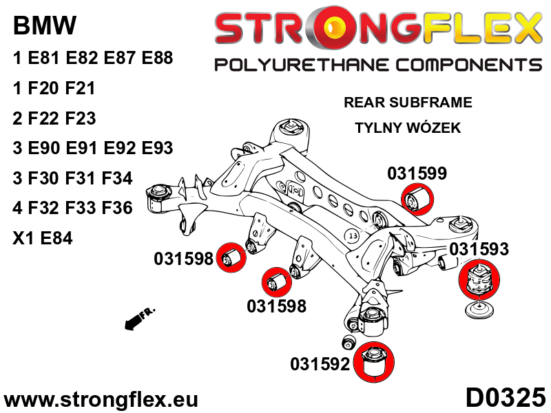 Silentblock delantero del subchasis trasero BMW Serie 1 E81 E82 E87 E88 F20 (031592B)