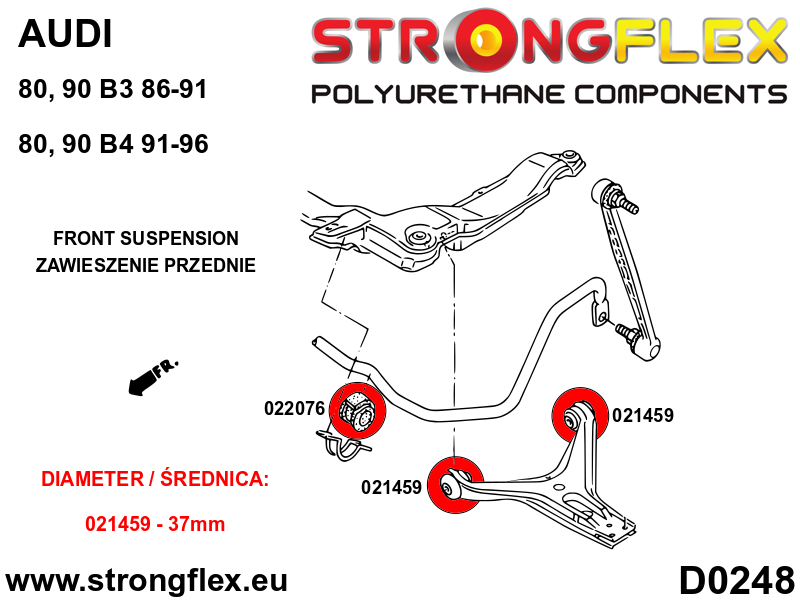 Silentblock de estabilizadora delantera SPORT Audi 80 B2 B3 B4 FWD Quattro (022076A)