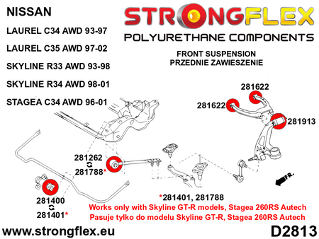 Kit completo de suspensión R33 R34 AWD SPORT Nissan Skyline R33 R34 C34 C35 (286204A)