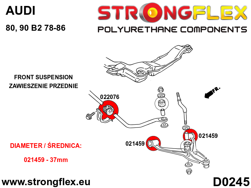 Silentblock de brazo delantero y trasero SPORT Audi 80 B2 B3 B4 FWD Quattro (021459A)