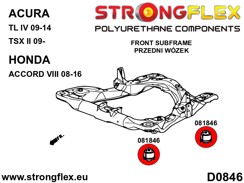 Kit de silentblock del subchasis delantero Honda Accord UA8 UA9 CU2 TL TSX (086235B)