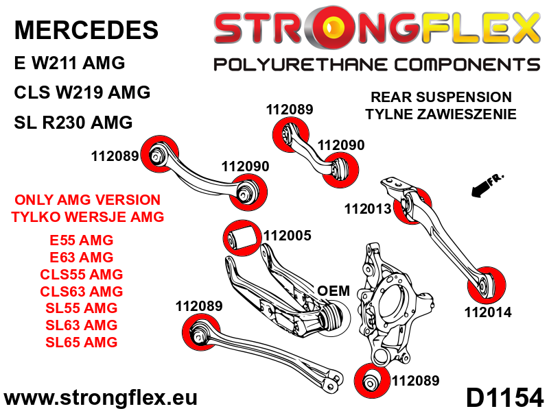 Silentblock de horquilla superior trasera interno SPORT Mercedes Clase E (112013A)