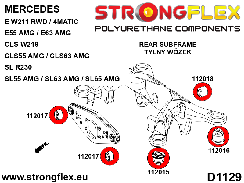 Silentblock del diferencial trasero delantero SPORT Mercedes Clase E W211 (112017A)