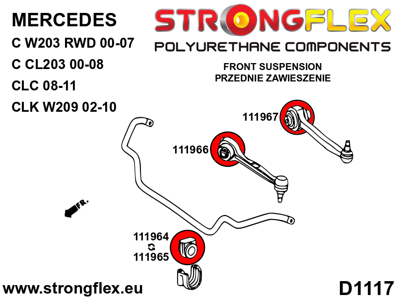Silentblock de estabilizadora delantera Mercedes CLK W209 W203 CL203 RWD (111964B)