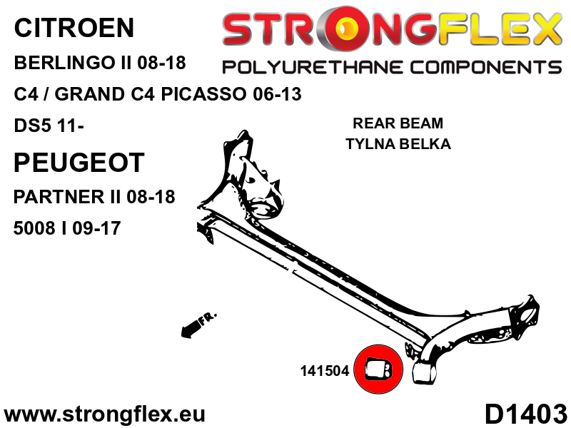 Silentblock de eje trasero Citroën Berlingo C4 Picasso Grand C4 Picasso DS5 (141504B)