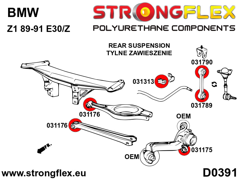 Rear suspension bush kit SPORT - BMW > Z1  E30/Z