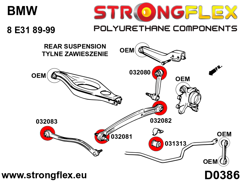 Silentblock trasero del brazo longitudinal trasero SPORT BMW E31 (032082A)