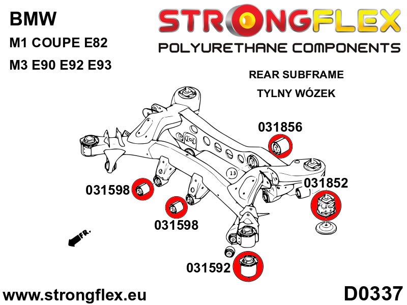 Rear subframe bush kit SPORT - BMW > Serie 1 > I  E81 / E82 / E87 / E88 > E82  M1 Coupe|BMW > Serie 3 > V  E90 / E91 / E92 / E93 > E90 / E92 / E93  M3