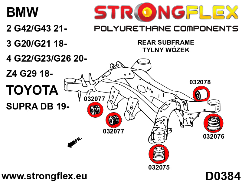 Rear subframe bush kit SPORT - Toyota > Supra > V  DB|BMW > Z4 > III  G29|BMW > Serie 3 > VII  G20/G21/G80 > G20/G21 RWD|BMW > Serie 3 > VII  G20/G21/G80 > G20/G21 XDRIVE|BMW > Serie 4 > II  G22 / G23 / G26 / G82 / G83 > G22 / G23 / G26 XDRIVE|BMW > Serie