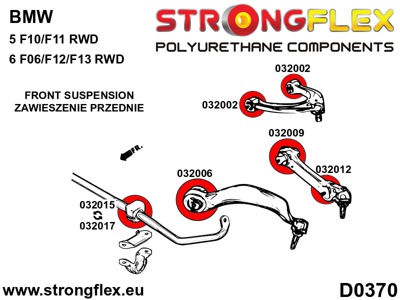 Full suspension polyurethane bush kit SPORT - BMW > Serie 5 > VI  F10 / F11 / F07 > F10  Sedan RWD|BMW > Serie 6 > III  F06 / F12 / F13 > F06 / F12 / F13  RWD