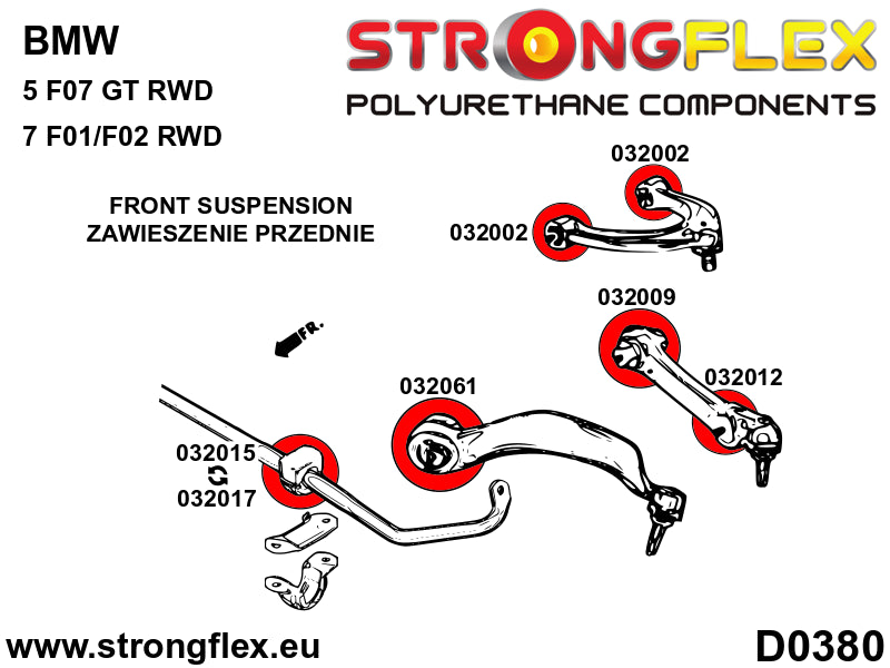 Full suspension polyurethane bush kit - BMW > Serie 5 > VI  F10 / F11 / F07 > F07  5 GT RWD