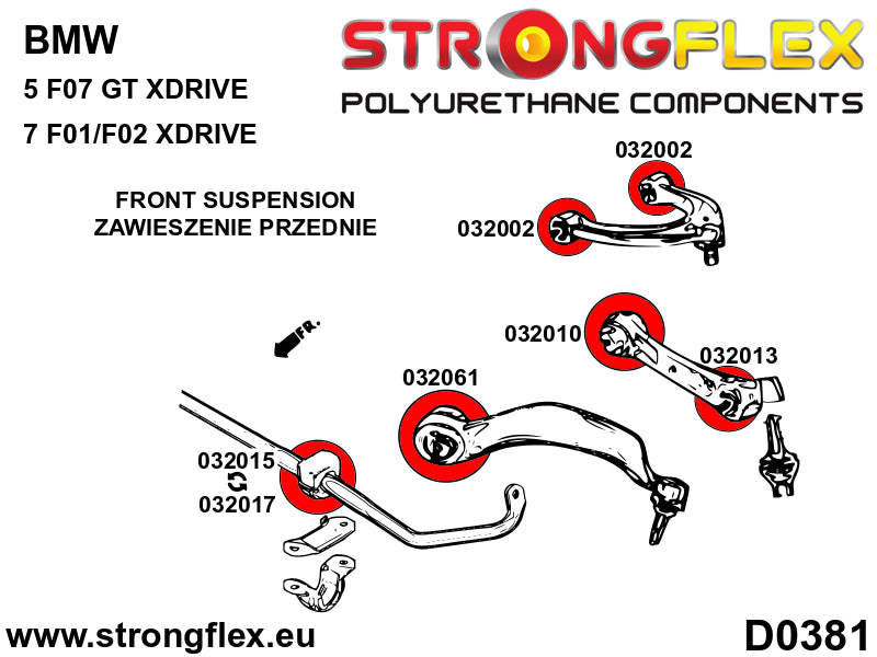 Full suspension polyurethane bush kit SPORT - BMW > Serie 5 > VI  F10 / F11 / F07 > F07  5 GT xDrive