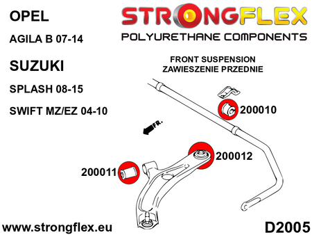 Silentblock de estabilizadora delantera Suzuki Splash FWD AWD Agila Swift (200010B)