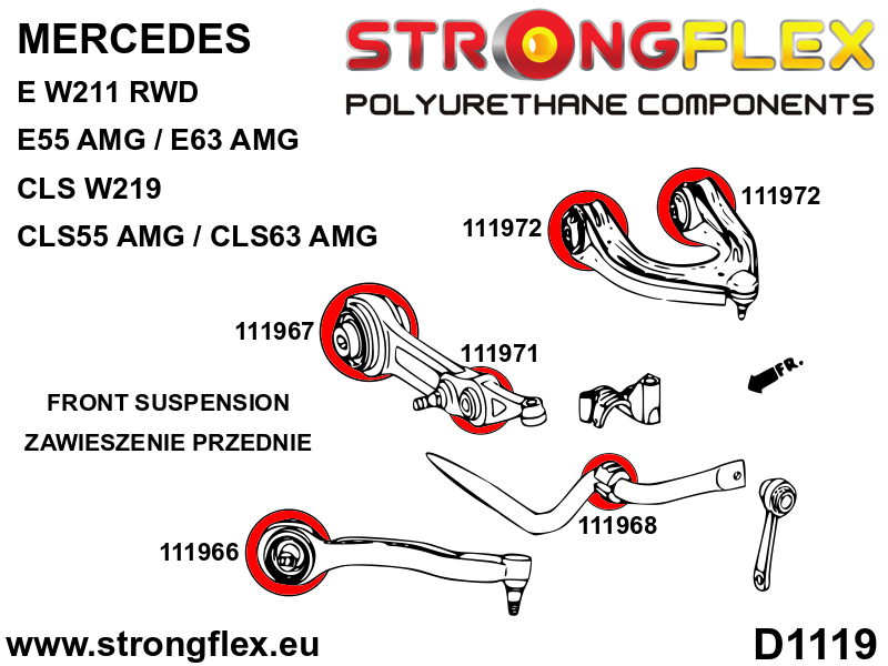 Silentblock del amortiguador delantero SPORT Mercedes Clase E W211 C219 RWD (111971A)