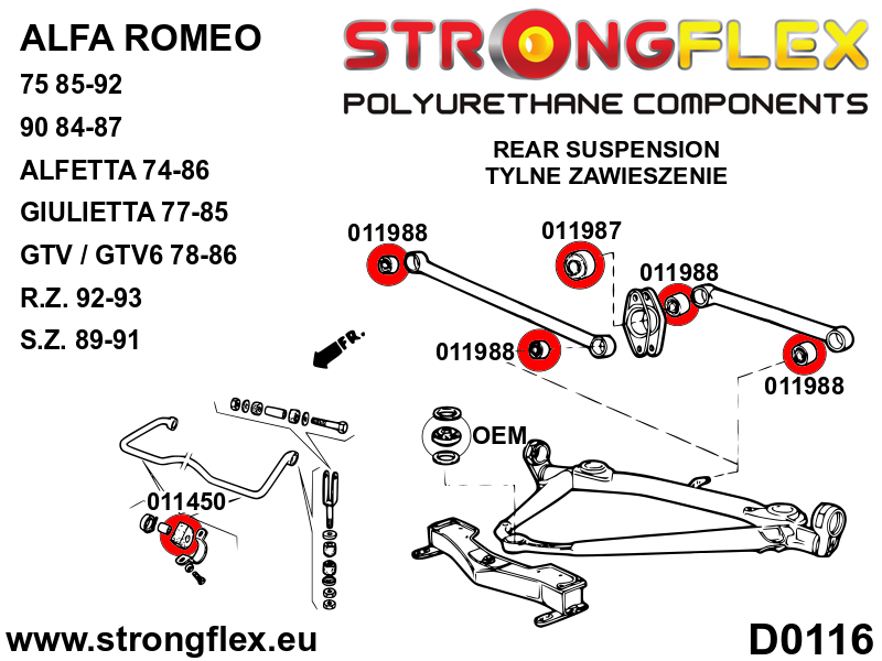 Silentblock de estabilizadora trasera Alfa Romeo 75 GTV6 Milano type 161 (011450B)