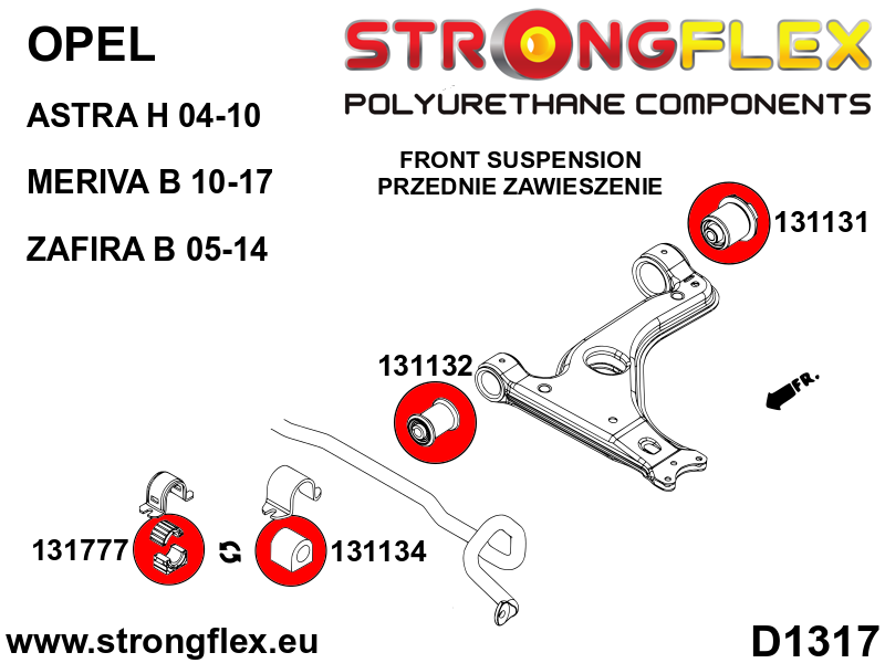 Silentblock de estabilizadora delantera Opel Ascona X01 YS3E Astra Corsa (131134B)