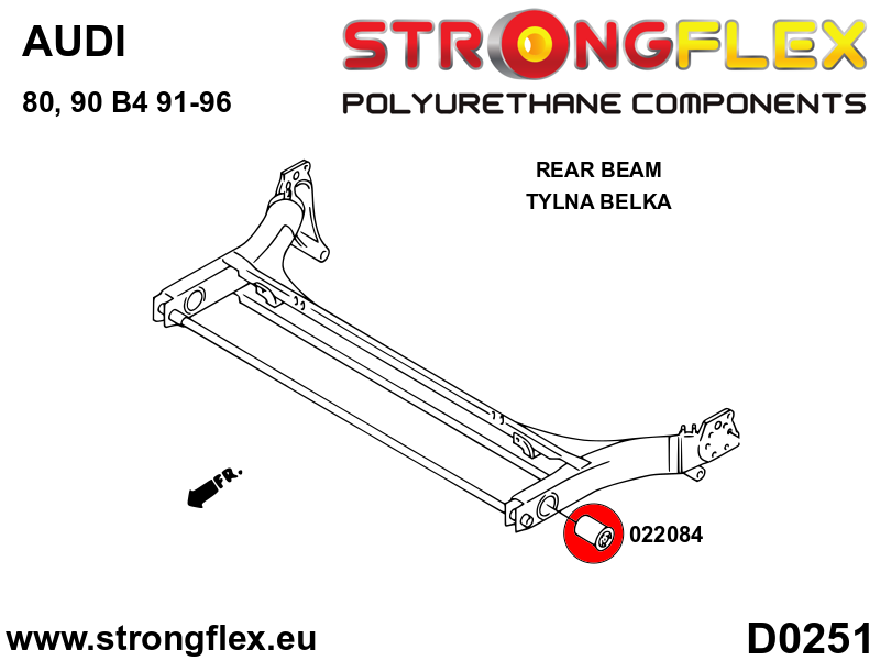 Silentblock de montaje del eje trasero Audi 80 B4 FWD 90 S2 RS2 (022084B)