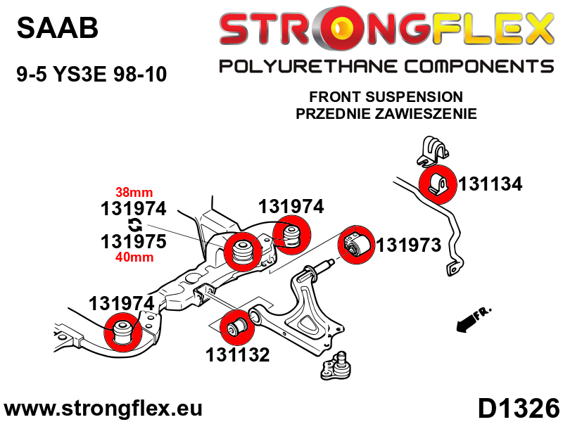 Silentblock de estabilizadora delantera SPORT Opel Ascona X01 YS3E Astra (131134A)