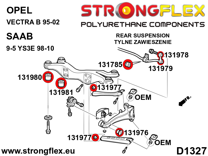 Silentblock delantero del subchasis trasero Opel Vectra YS3E Cavalier 9-5 (131981B)