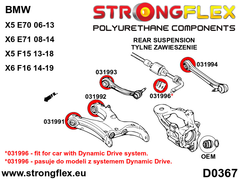 Rear suspension bush kit SPORT - BMW > X6 > I  E71/E72|BMW > X5 > II  E70|BMW > X5 > III  F15/F85|BMW > X6 > II  F16/F86