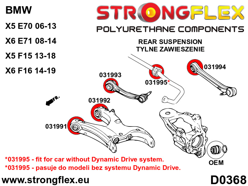 Rear anti roll bar bush SPORT - BMW > X6 > I  E71/E72|BMW > X5 > II  E70|BMW > X5 > III  F15/F85|BMW > X6 > II  F16/F86