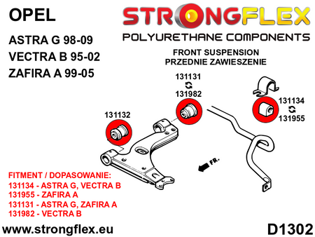 Silentblock de estabilizadora delantera Opel Ascona X01 YS3E Astra Corsa (131134B)
