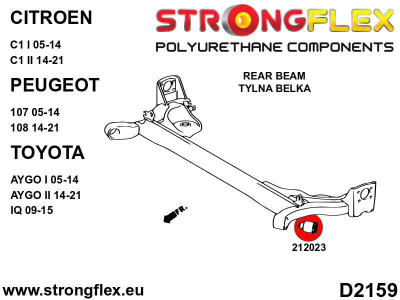 Silentblock de montaje del eje trasero SPORT Citroën C1 107 108 Aygo IQ (212023A)