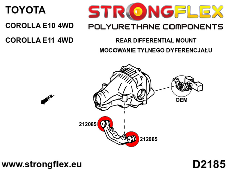 Silentblock de soporte del diferencial trasero Toyota Corolla E100 E110 4WD (212085B)