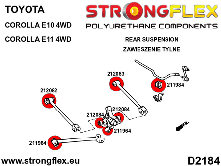 Kit de silentblock de suspensión trasera Toyota Corolla E100 E110 4WD (216292B)