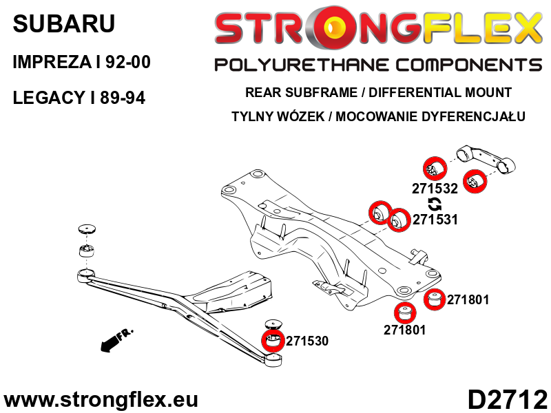 Silentblock de eje trasero Saab 9-2X Alcyone SVX Forester Impreza Legacy (271530B)