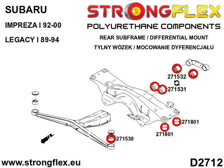 Silentblock del puente trasero 59mm SPORT Subaru Forester Impreza Legacy (271801A)
