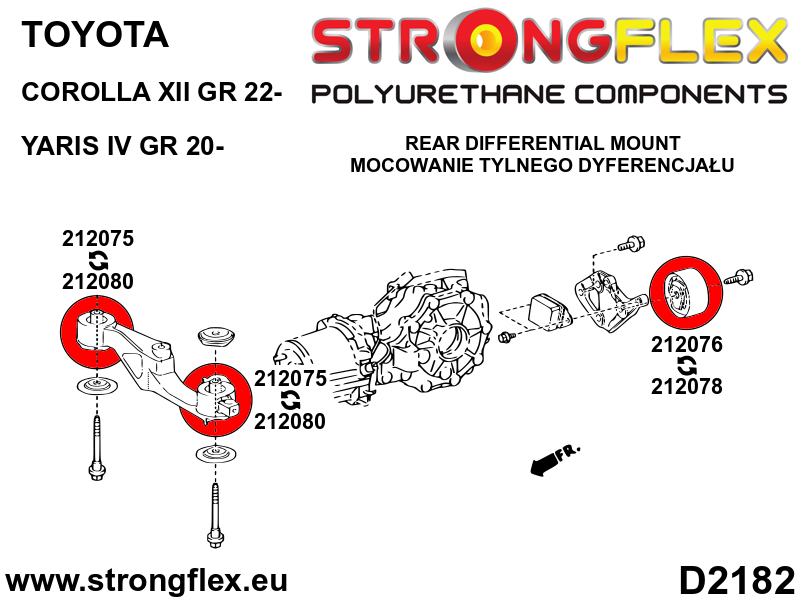 Silentblock de diferencial trasero delantero SPORT Toyota Yaris P21 PA1 PH1 (212075A)