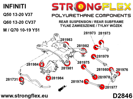 Kit de montaje del eje trasero SPORT Infiniti M Q70 Y51 Q50 V37 Q60 CV37 (286225A)