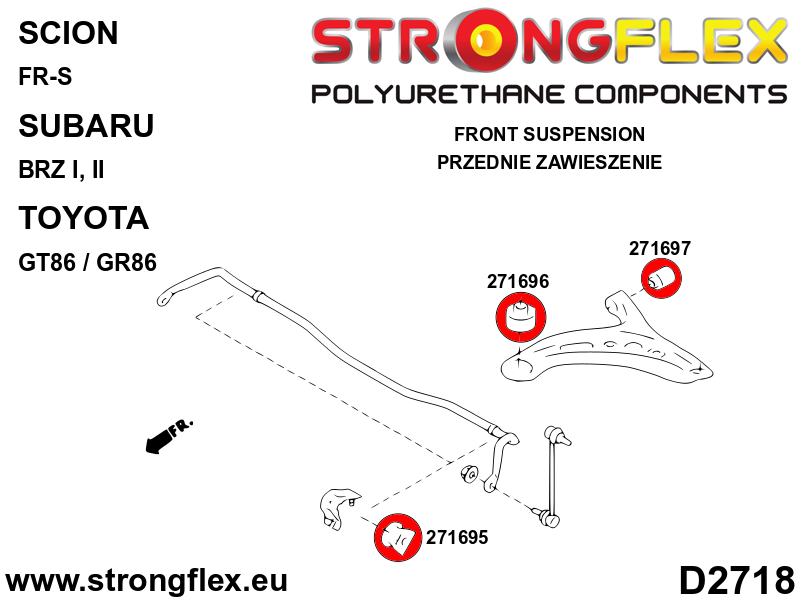 Kit de silentblocks de suspensión delantera SPORT Subaru BRZ GT86 GR86 FR-S (276192A)