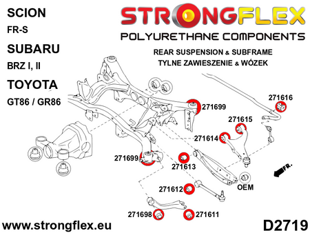 Kit de montaje del eje trasero Subaru BRZ GT86 GR86 FR-S Forester (276243B)