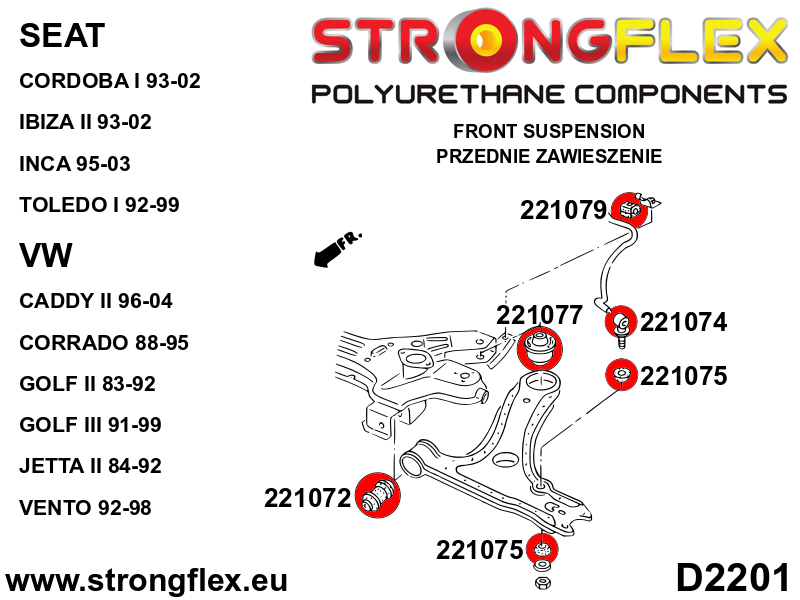 Silentblock delantero del brazo delantero 30 mm SPORT Audi A3 8L 8N 8X 6K (221072A)