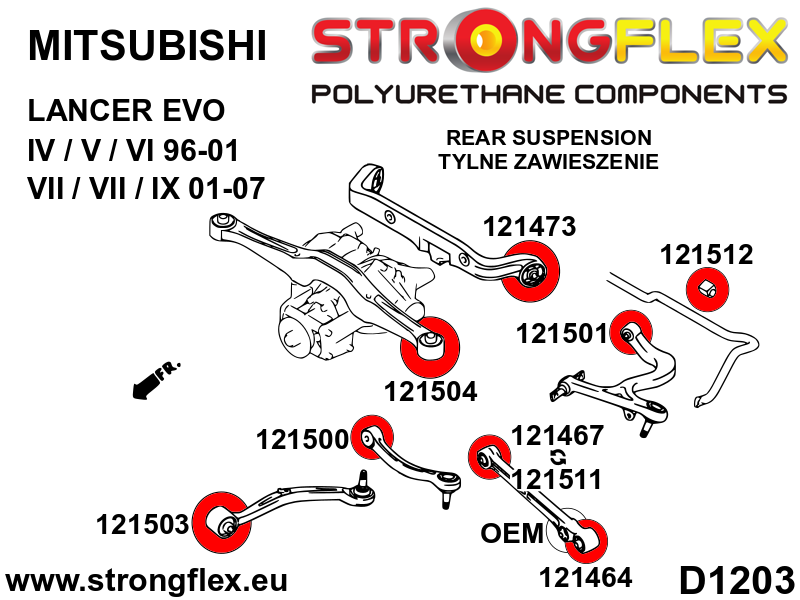 Kit de silentblock de suspensión trasera Mitsubishi Lancer Evolution (126140B)